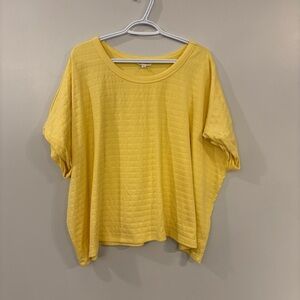 Ash & Antler shirt Oversized Boho Mustard Yellow Waffle Knit Scoop Neck Top